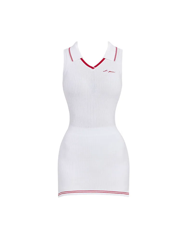 J.Jane Sleeveless Collar Knit Dress - White