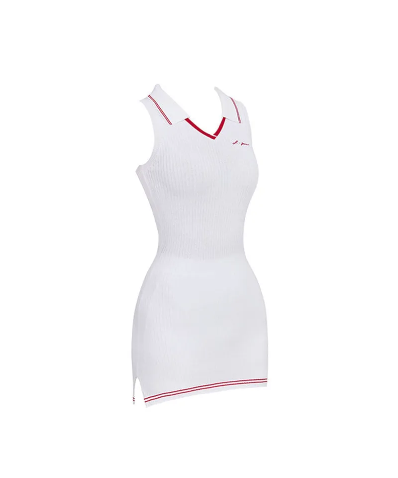 J.Jane Sleeveless Collar Knit Dress - White