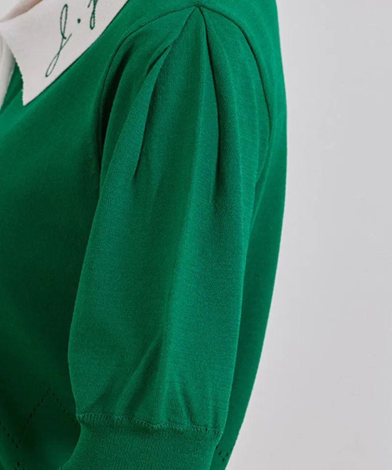 J.Jane Vivid Color Half Sleeve Knit - Green
