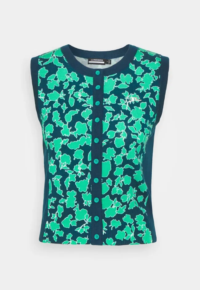 J.Lindeberg Womens Harper Merino Wool Vest - POSEIDON PRINT