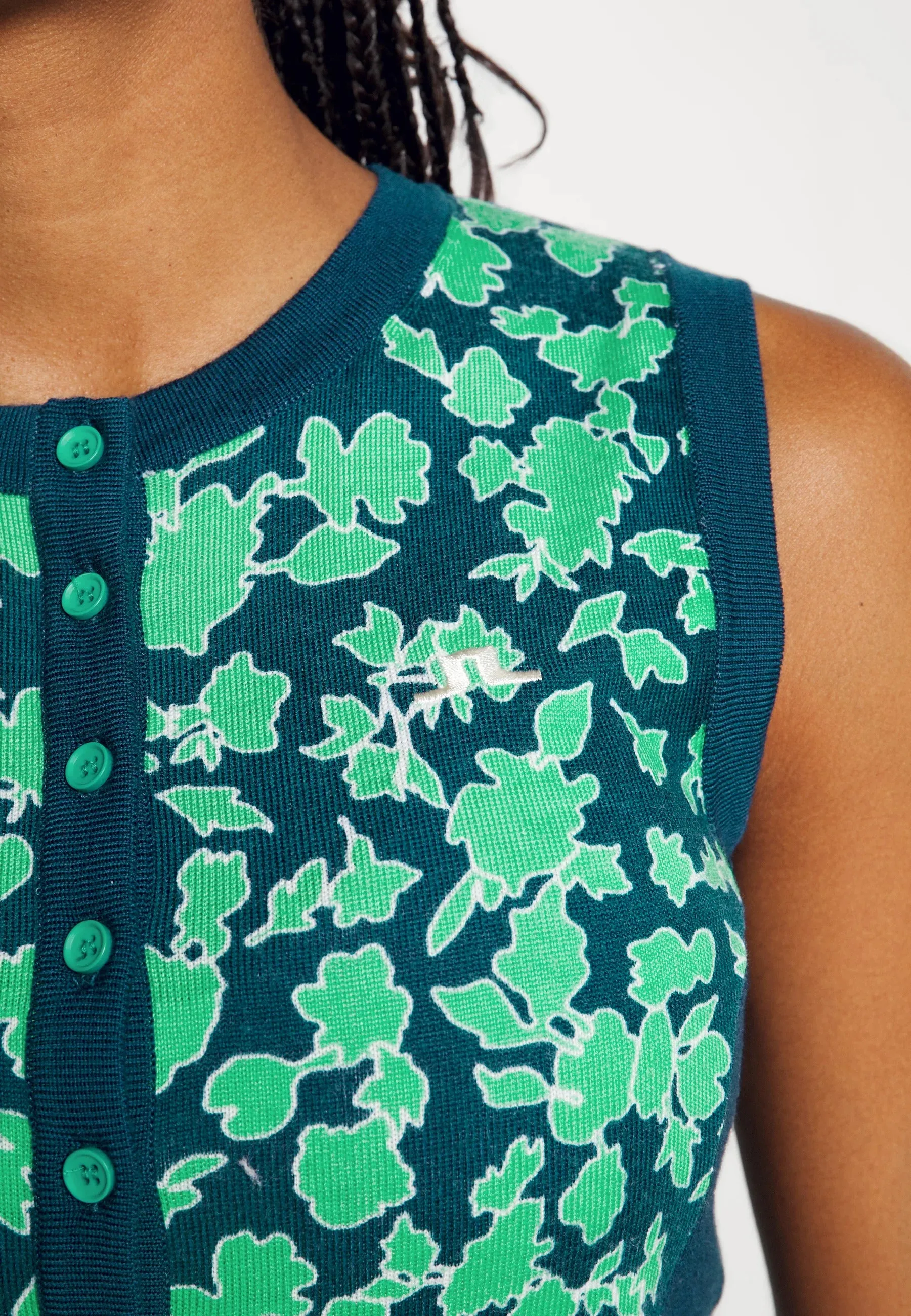 J.Lindeberg Womens Harper Merino Wool Vest - POSEIDON PRINT