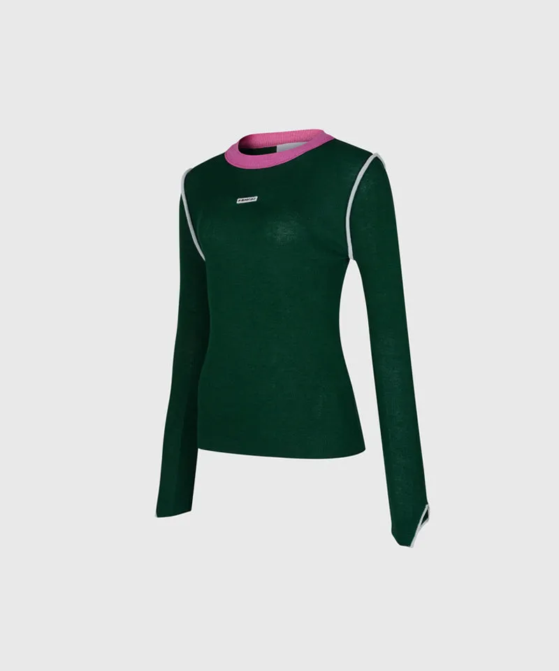 KANDINI Color Block Linen Knit - Green