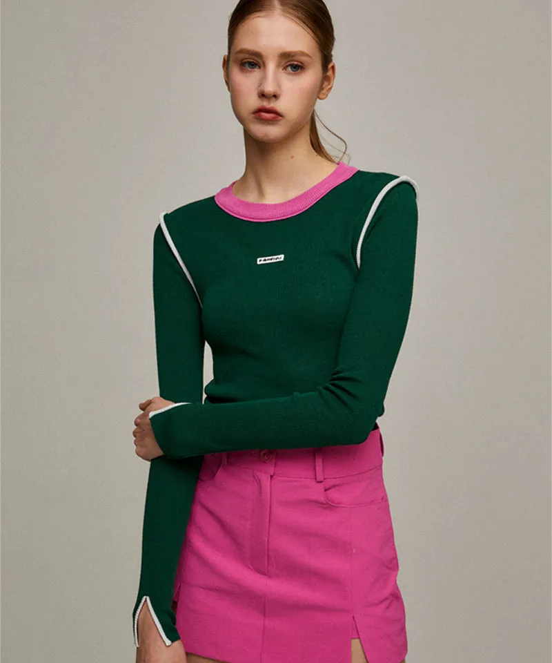 KANDINI Color Block Linen Knit - Green