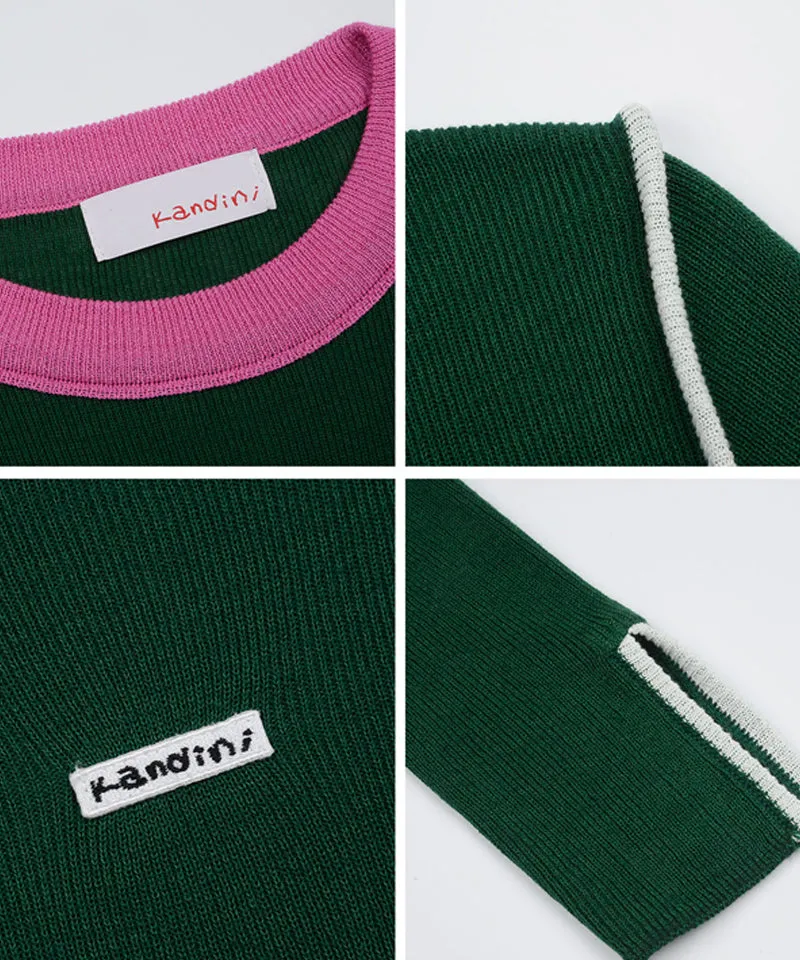 KANDINI Color Block Linen Knit - Green