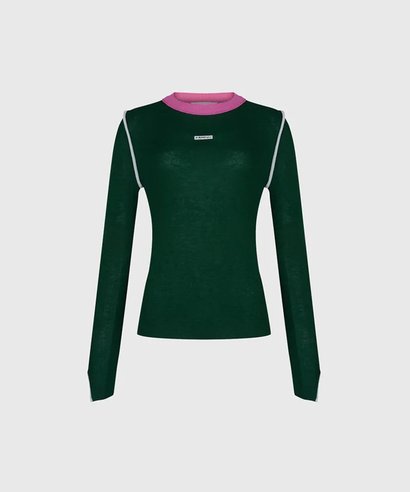KANDINI Color Block Linen Knit - Green