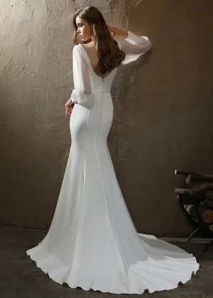 Karinda Ivory fitted wedding gown with sleeve s10 Express NZ wide