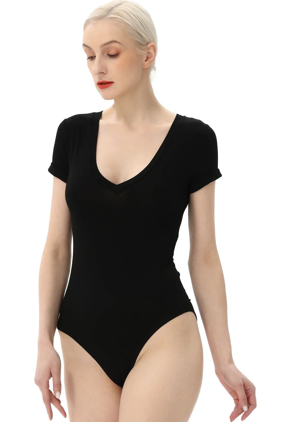 Kimi   Kai Women's V-Neck Basic Bodysuit