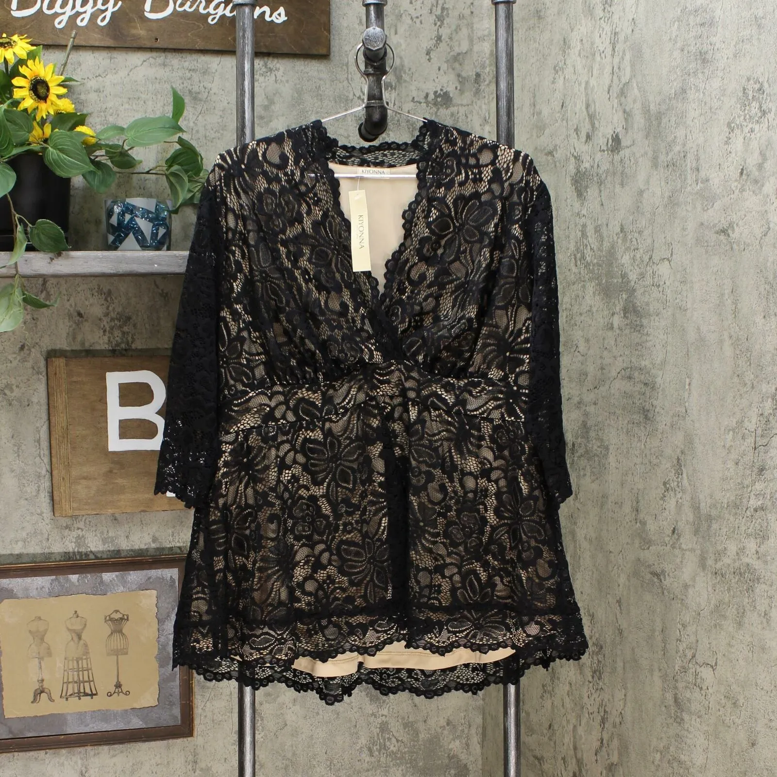 Kiyonna Women's Plus Size Linden Lace Blouse Shirt Top