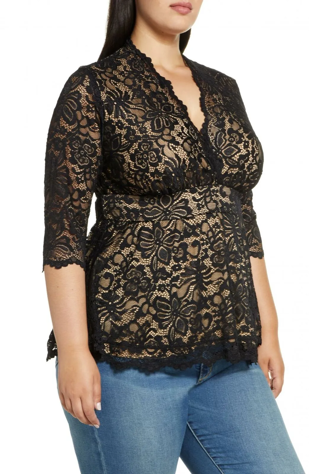 Kiyonna Women's Plus Size Linden Lace Blouse Shirt Top