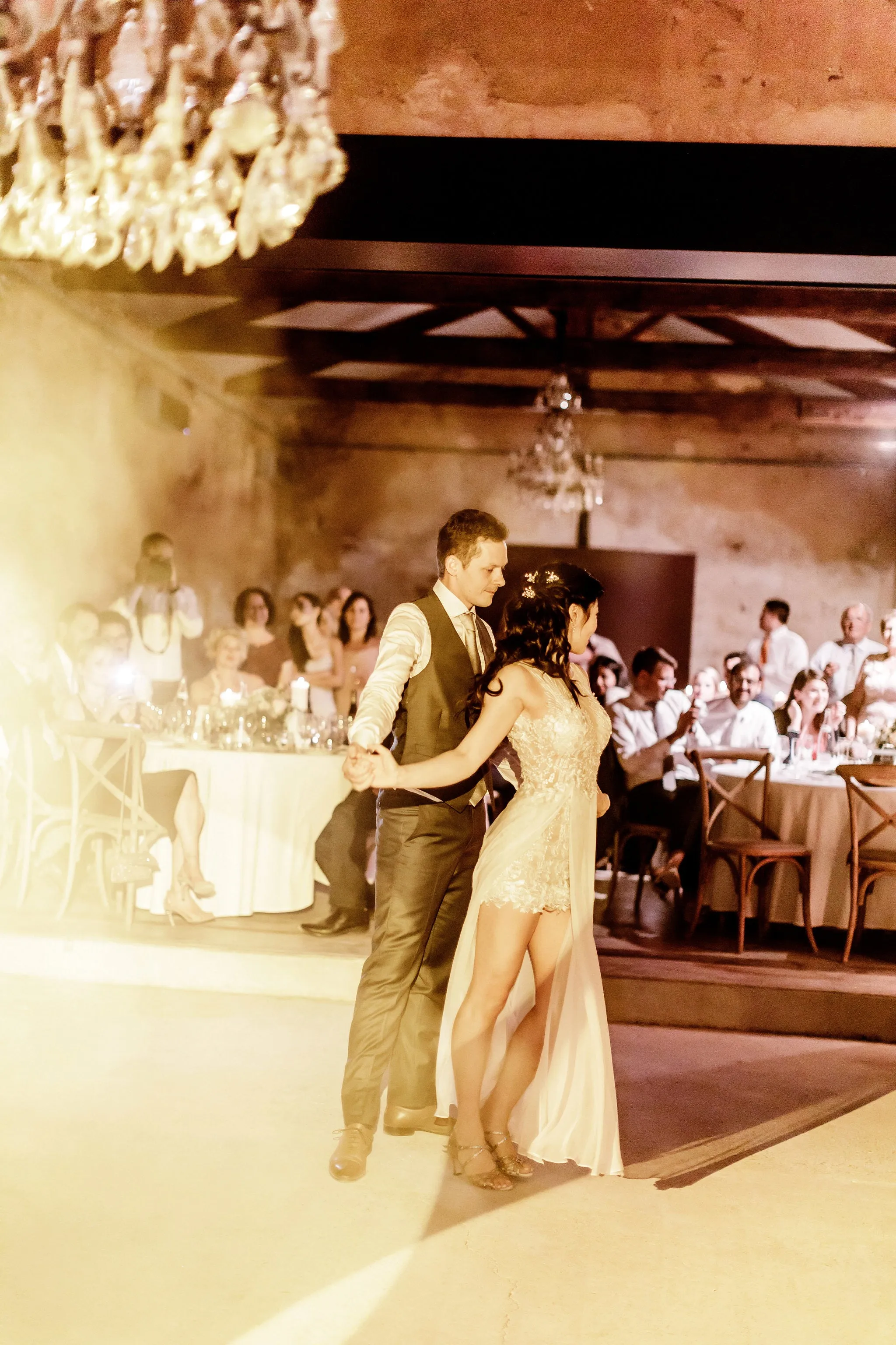 Lace and Chiffon Wedding Dress with high slit (#Juliana)