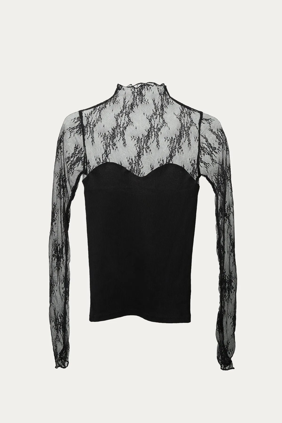 LACE COTTON-JERSEY BUSTIER TOP