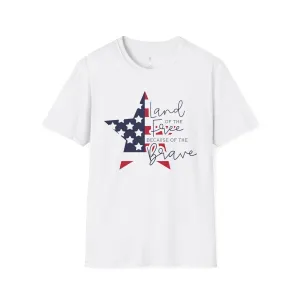 Land of the Free, Because of the Brave, 4th of July,  Softstyle T-Shirt