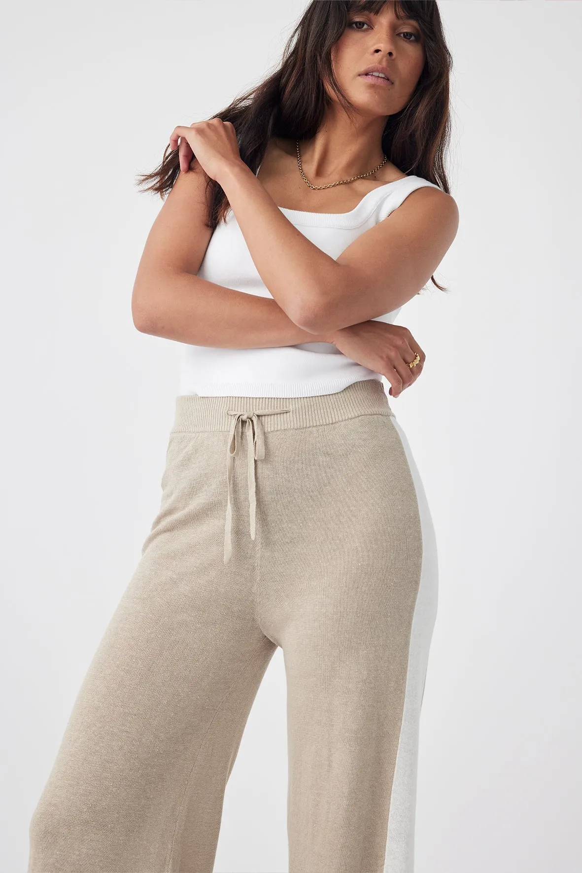 Larri Pant - Taupe & Cream