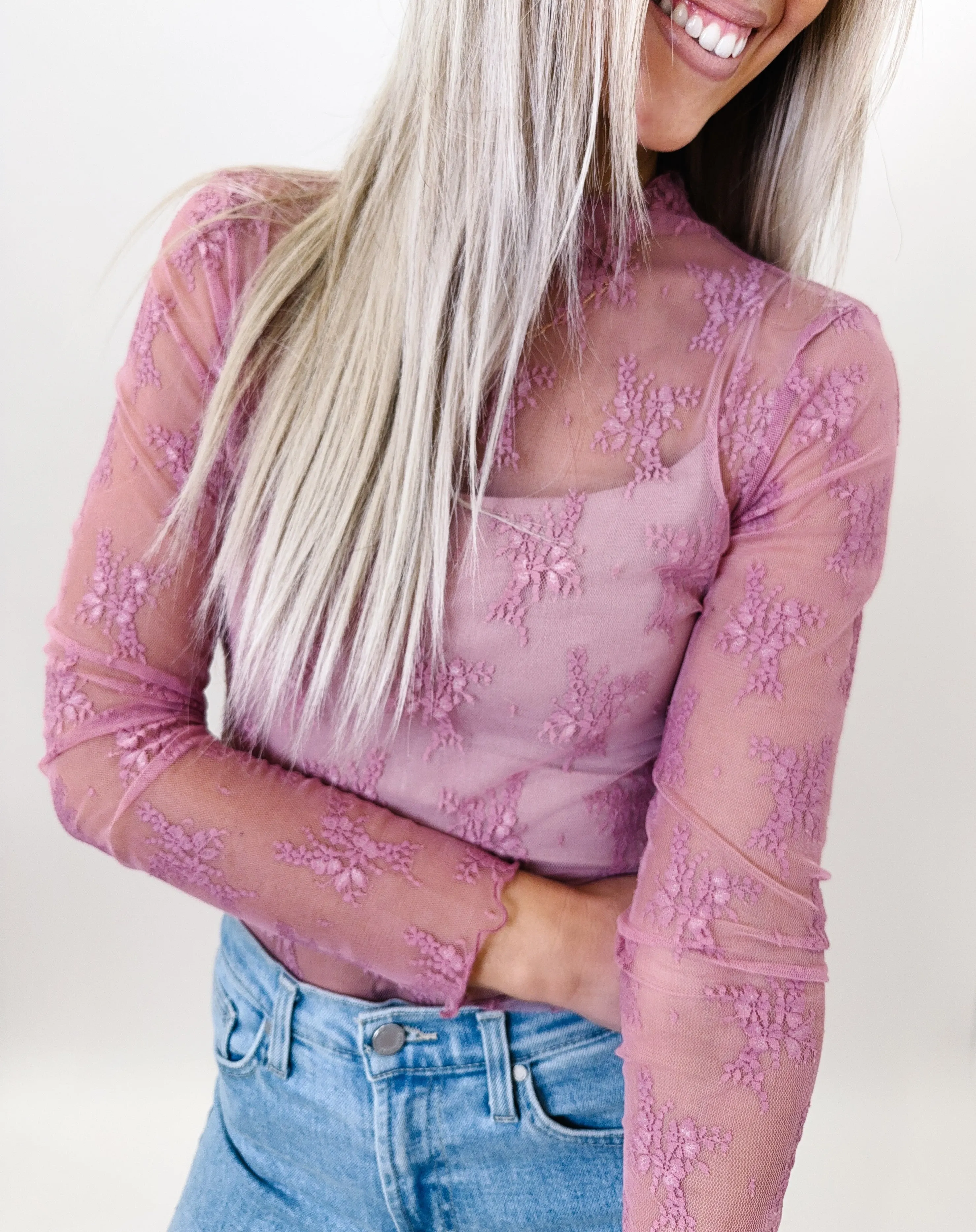 Lavish Looks Light Rose Lace Top