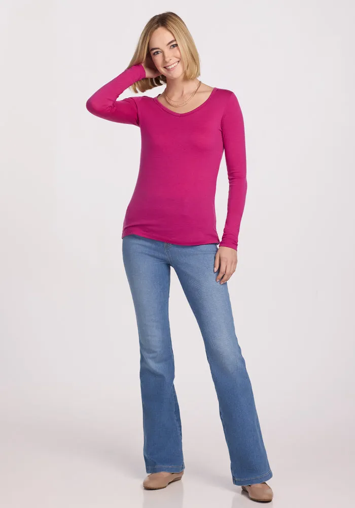 Layla V Neck Top - Berry Punch