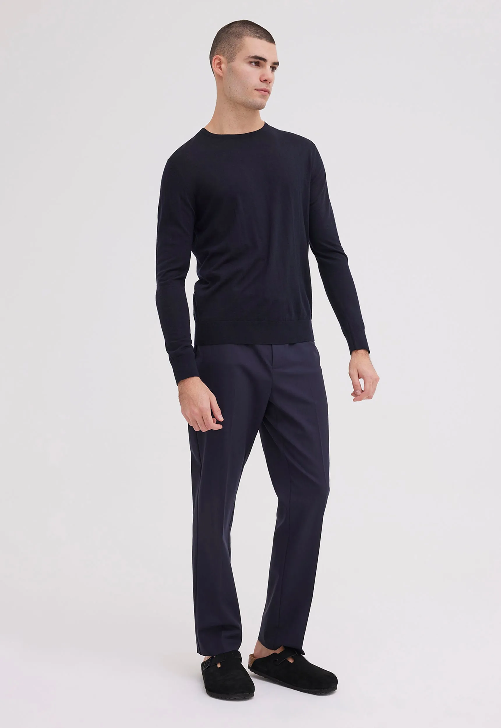 Layton Merino Wool Sweater - Darkest Navy