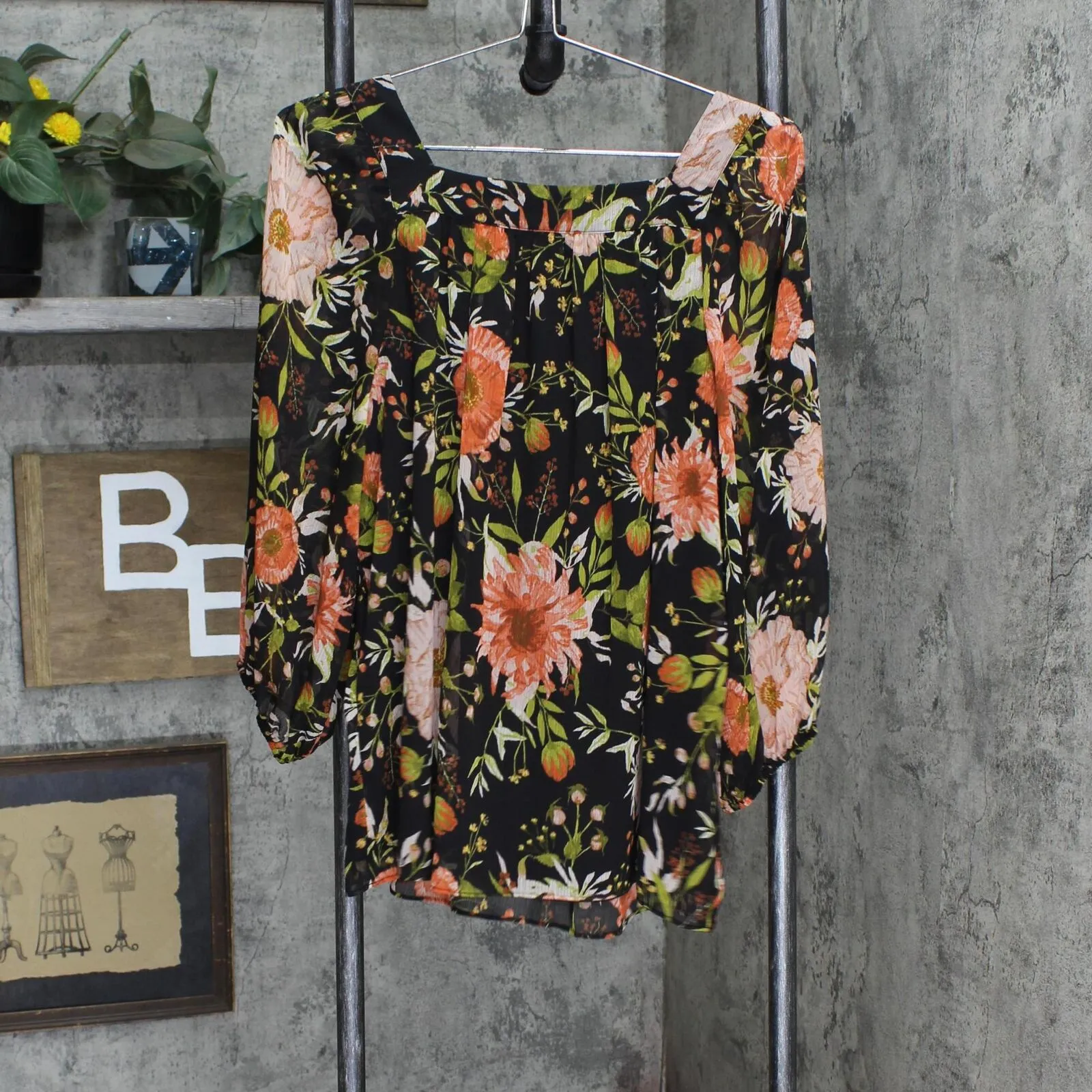 Lc Lauren Conrad Women's Squareneck Peasant Top WL23W047RP3