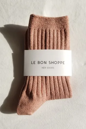 Le Bon Shoppe Her Socks (Coral Glitter)
