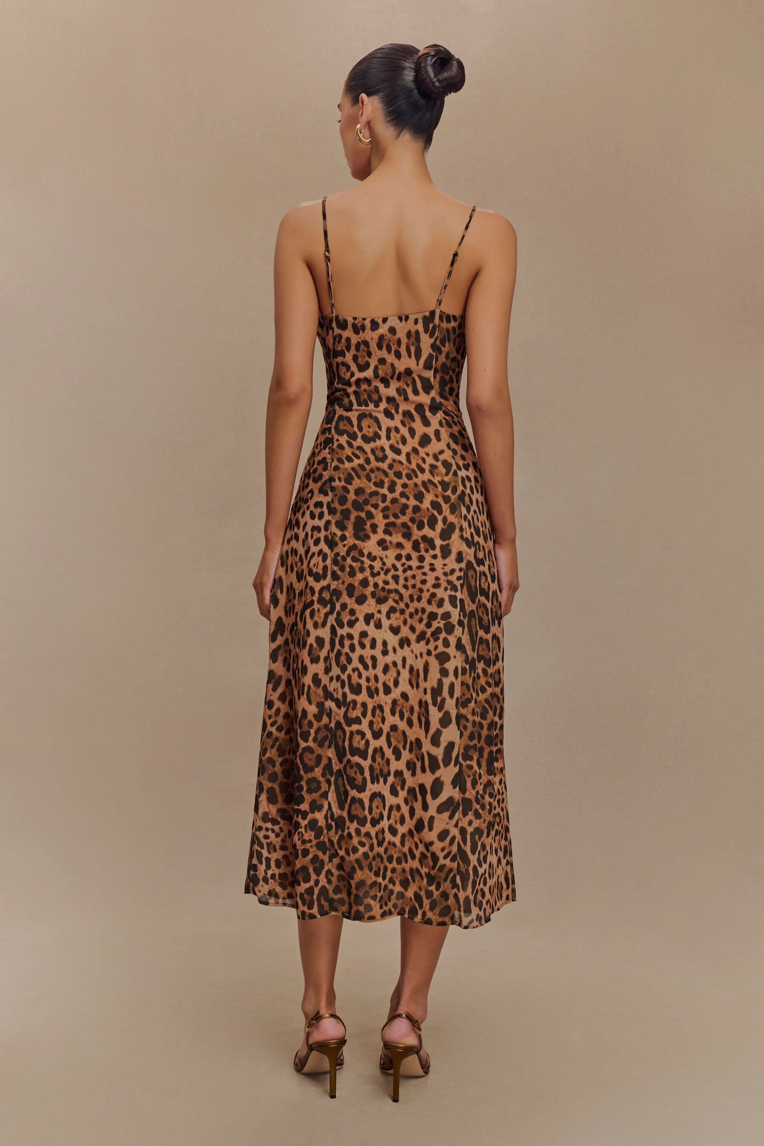 Leanne Chiffon Midi Dress - Leopard Print