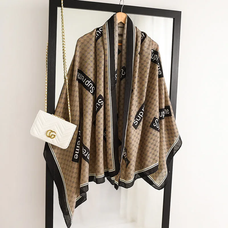 Letter GG Casual Silk Scarf for Women Long Scarves Women