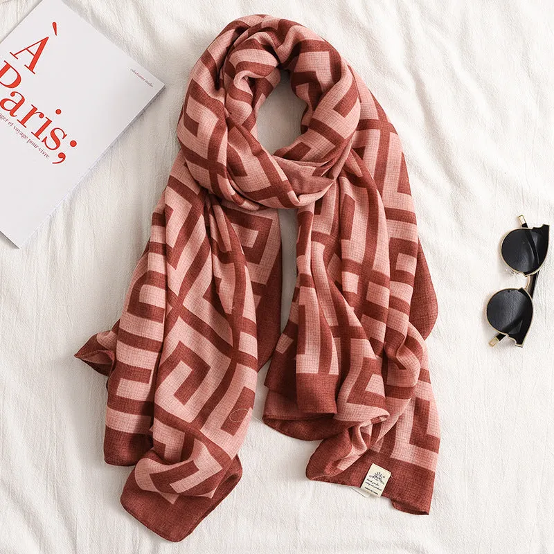 Letter GG Casual Silk Scarf for Women Long Scarves Women