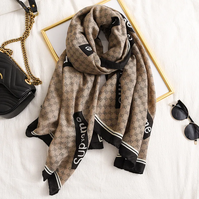 Letter GG Casual Silk Scarf for Women Long Scarves Women