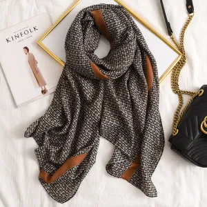 Letter GG Casual Silk Scarf for Women Long Scarves Women