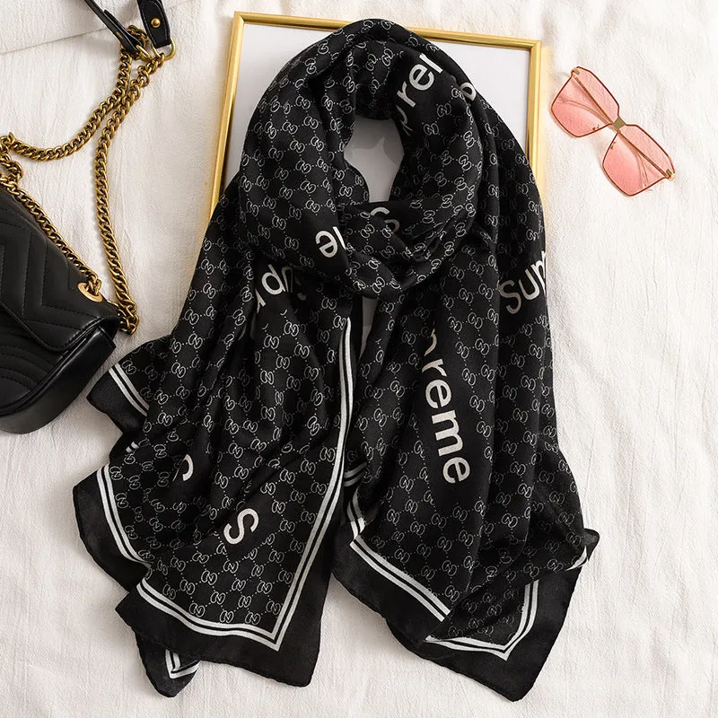 Letter GG Casual Silk Scarf for Women Long Scarves Women