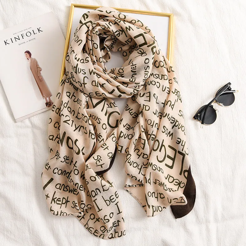 Letter GG Casual Silk Scarf for Women Long Scarves Women