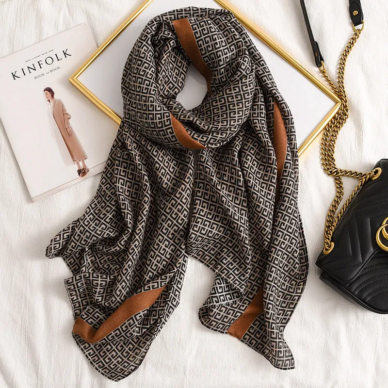 Letter GG Casual Silk Scarf for Women Long Scarves Women