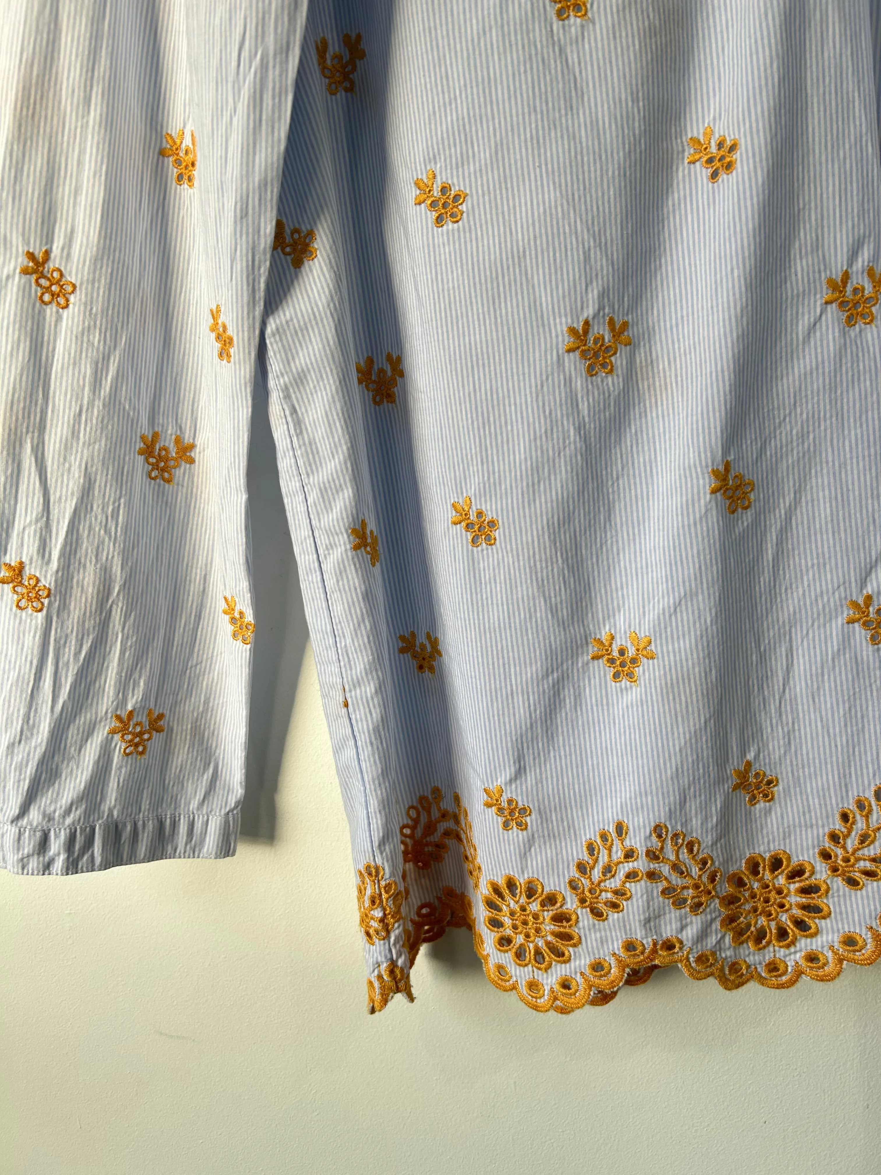 Lieblingsstuck Blue and Gold Eyelet Lace Blouse