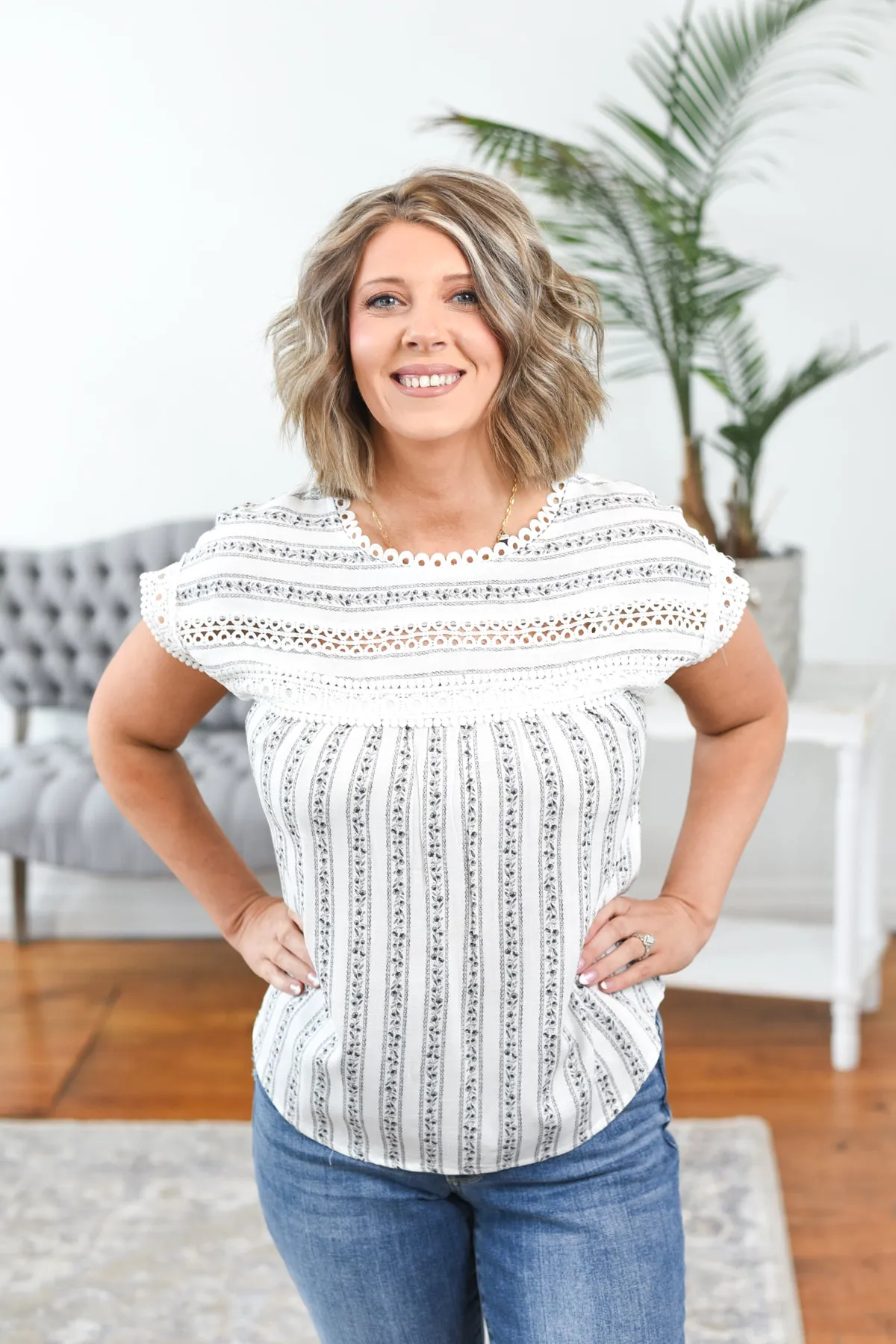 Liliah Lace Trim Top