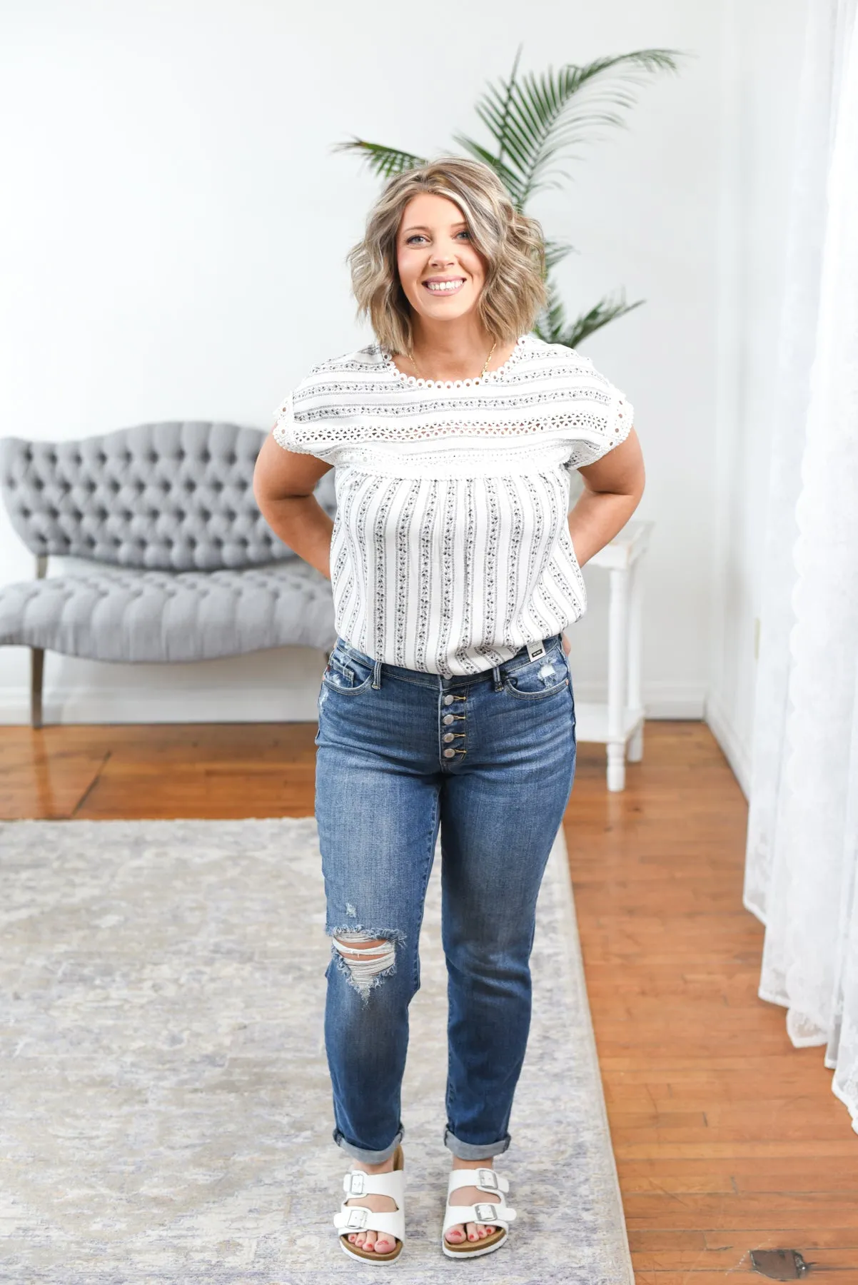 Liliah Lace Trim Top