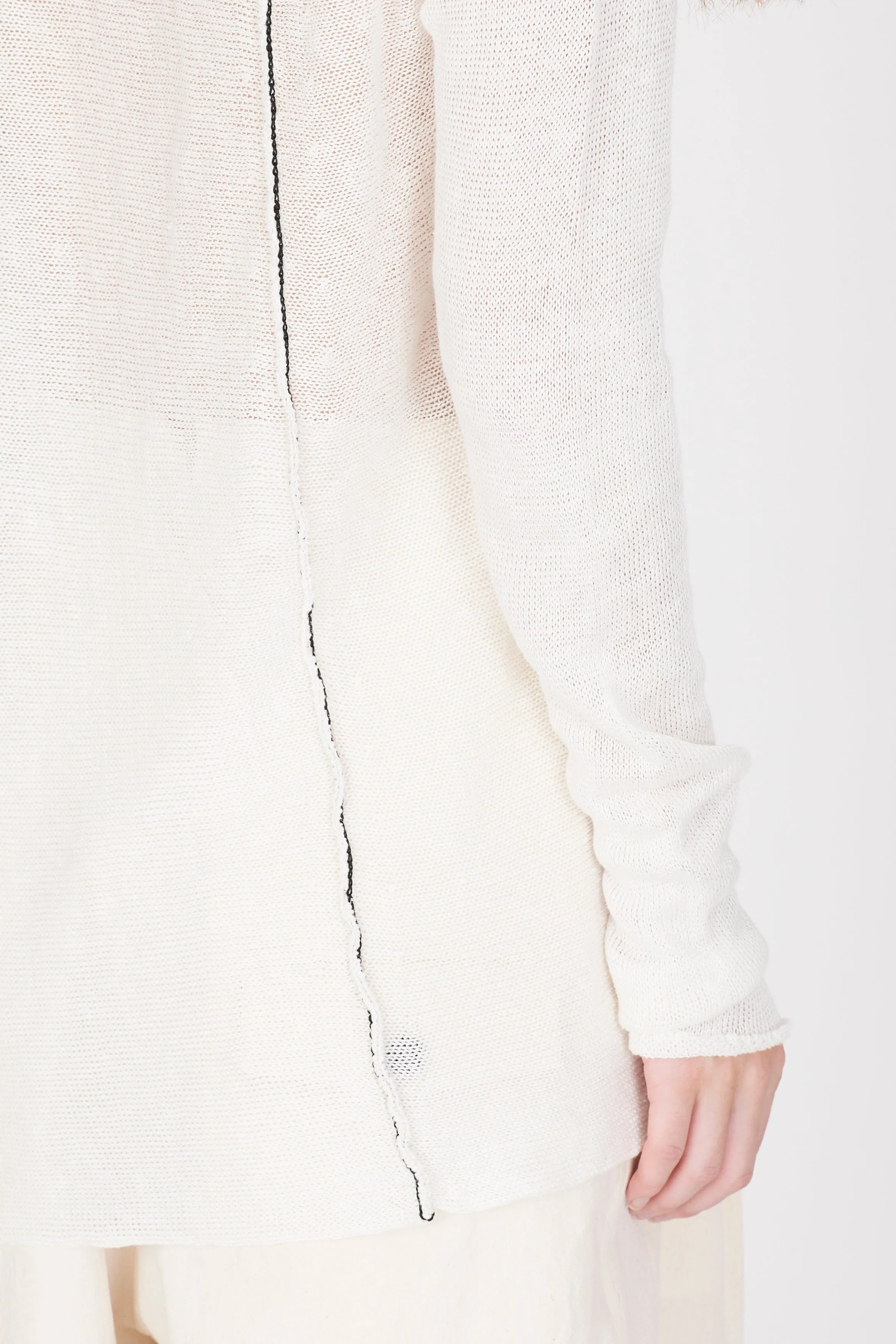 Linen Boatneck Knit Light Weight Sweater | White