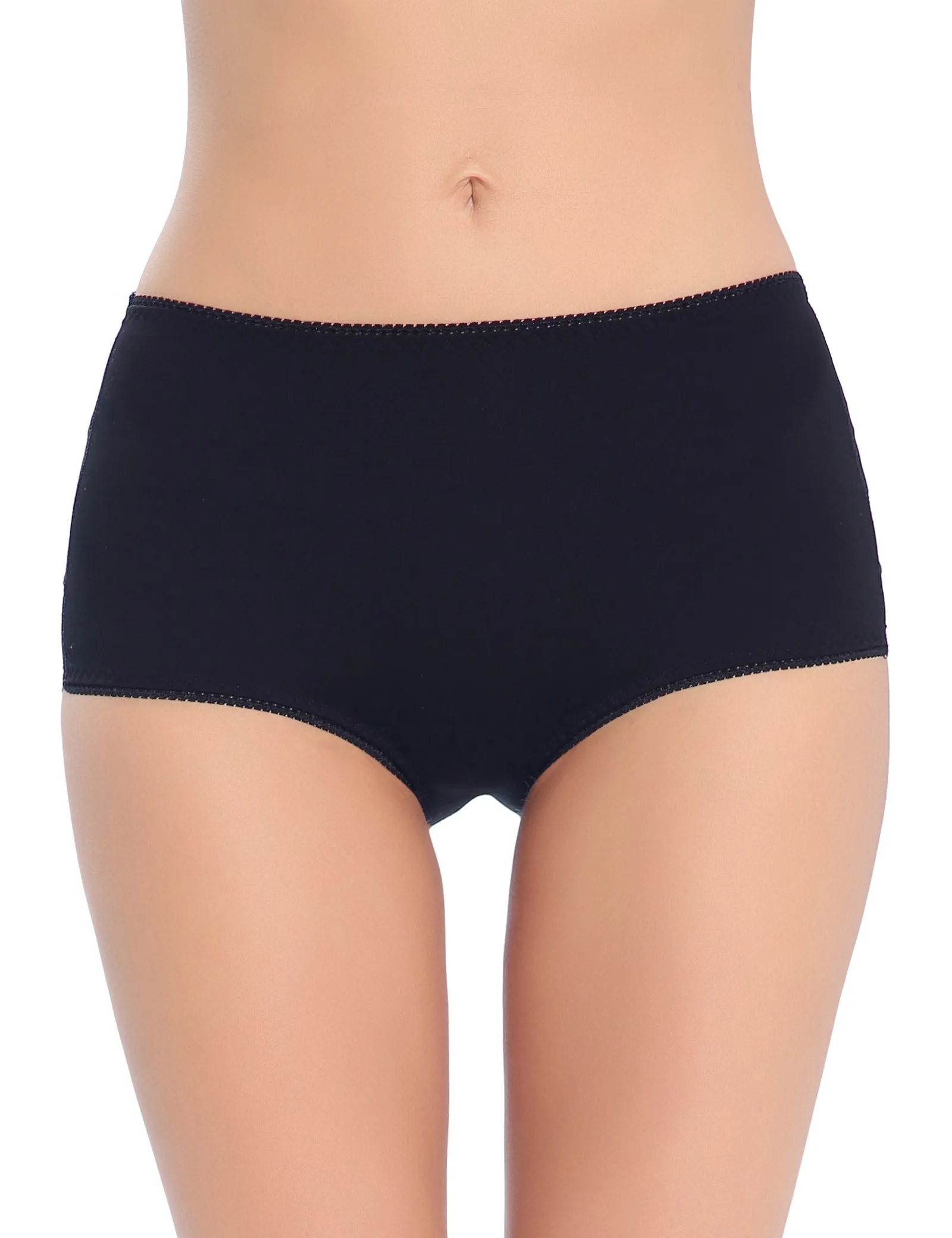 LIQQY Women's 4 Pack Comfort Cotton Lace Coverage Full Rise Briefs Underwear