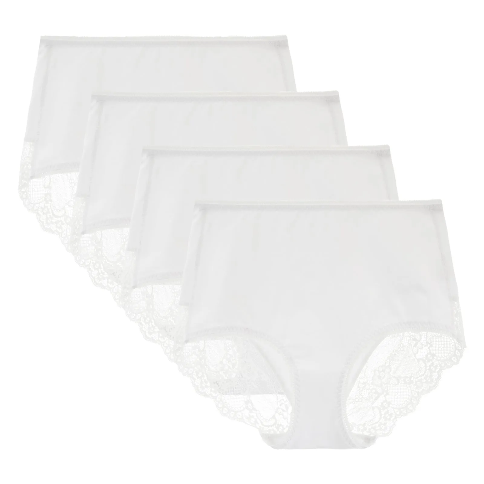 LIQQY Women's 4 Pack Comfort Cotton Lace Coverage Full Rise Briefs Underwear