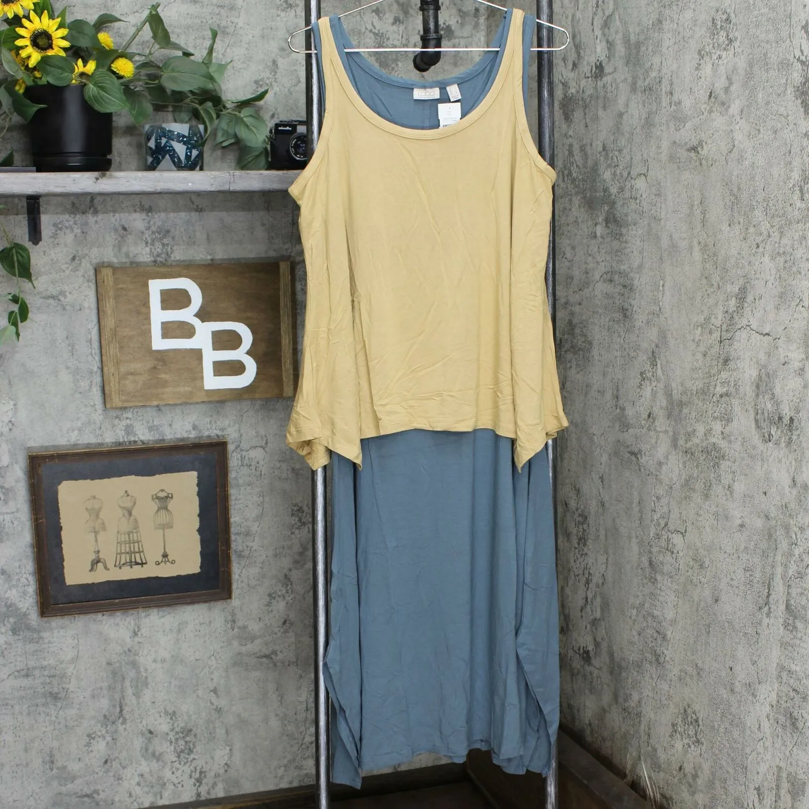 LOGO by Lori Goldstein Women's Asymmetric Maxi Dress & Tank Top