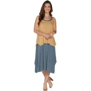 LOGO by Lori Goldstein Women's Asymmetric Maxi Dress & Tank Top