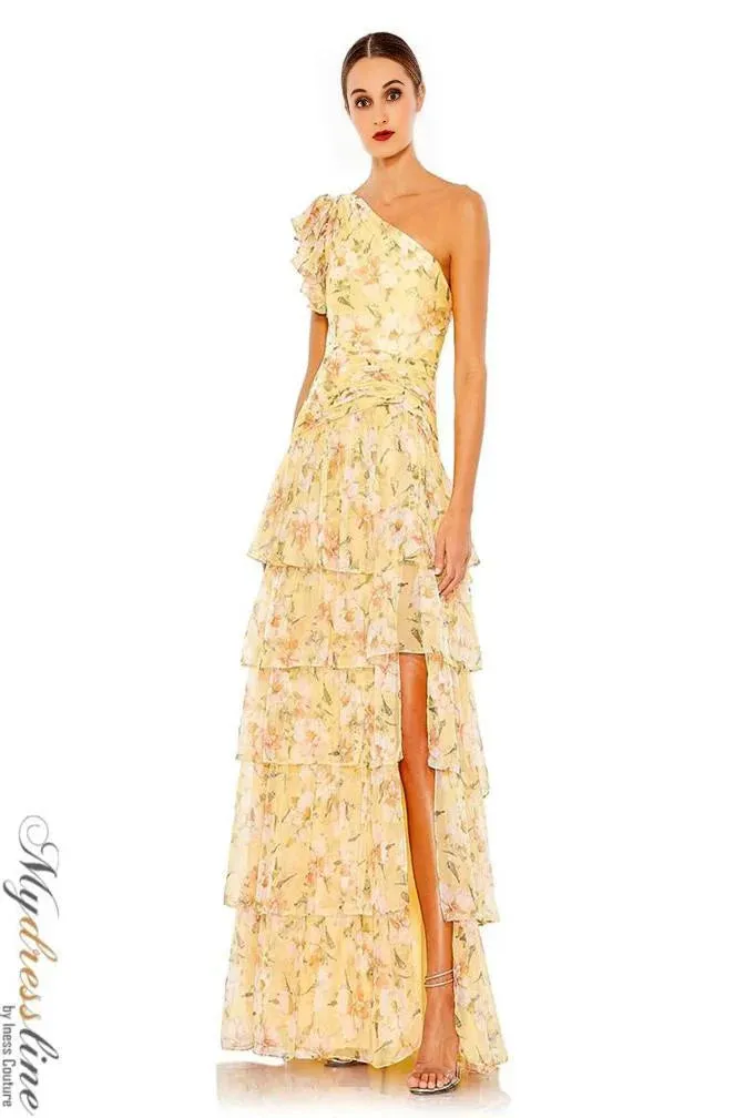Long Formal One Shoulder Print Gown