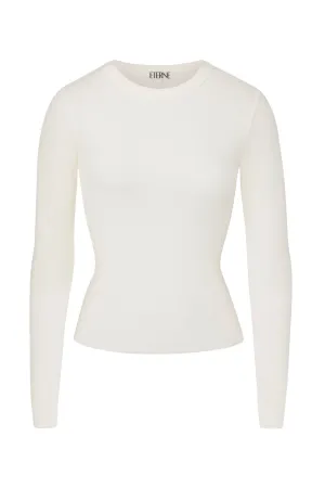 Long Sleeve Fitted Top | Cream