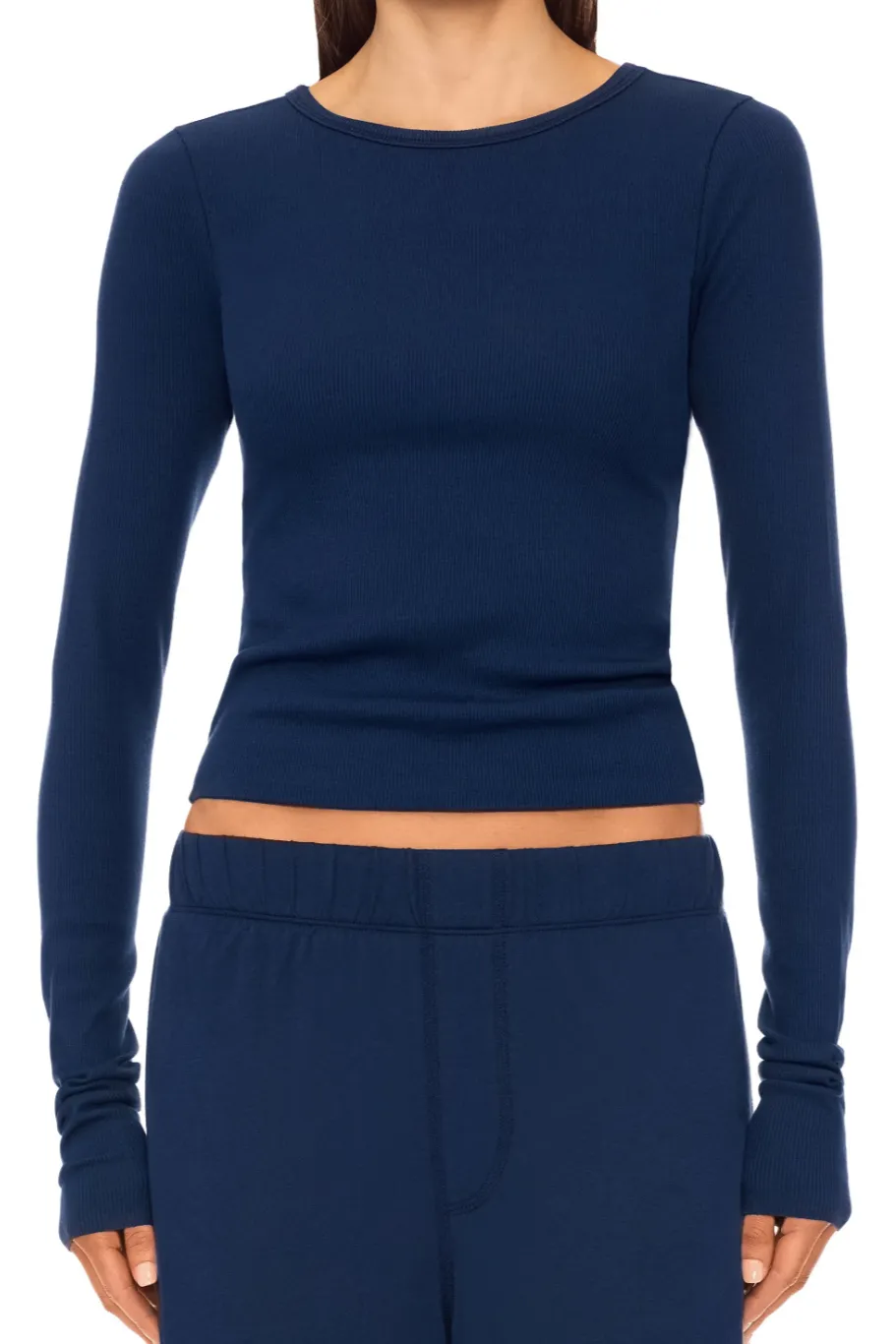 Long Sleeve Fitted Top - Navy