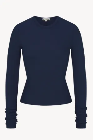 Long Sleeve Fitted Top - Navy
