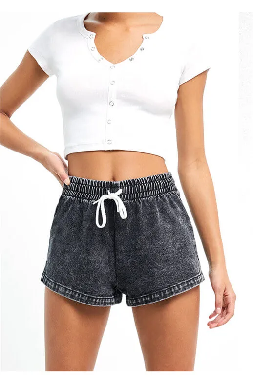 Loose Elastic-waisted Jean Shorts Women's High Waist Denim Shorts