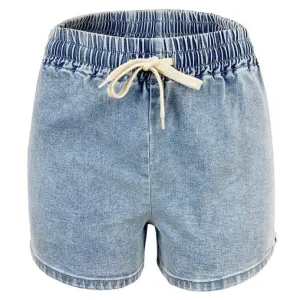 Loose Elastic-waisted Jean Shorts Women's High Waist Denim Shorts
