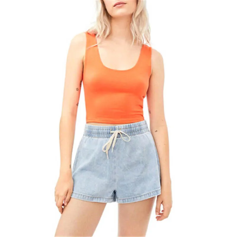 Loose Elastic-waisted Jean Shorts Women's High Waist Denim Shorts