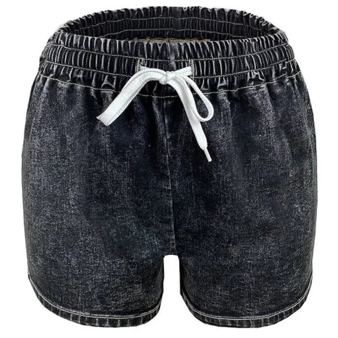Loose Elastic-waisted Jean Shorts Women's High Waist Denim Shorts