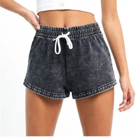 Loose Elastic-waisted Jean Shorts Women's High Waist Denim Shorts
