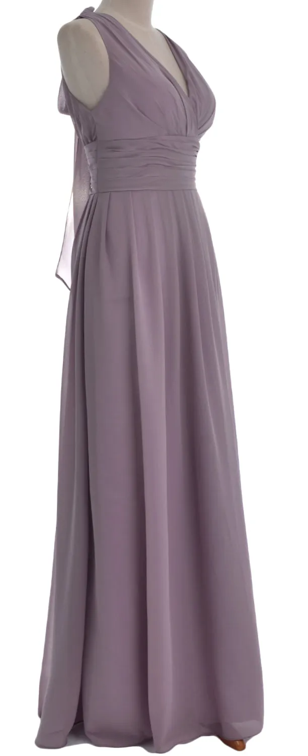 MACloth Long Romantic Wedding Party Bridesmaid Dresses V neck Sleeveless