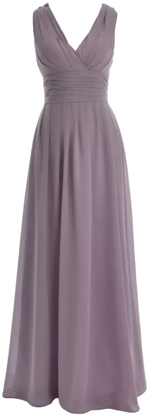 MACloth Long Romantic Wedding Party Bridesmaid Dresses V neck Sleeveless