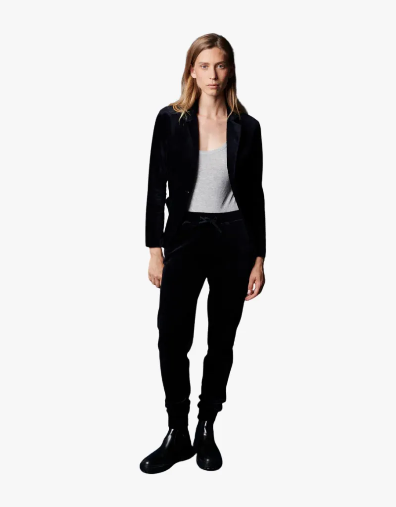 Majestic Filatures Velour One Button Blazer in Marine